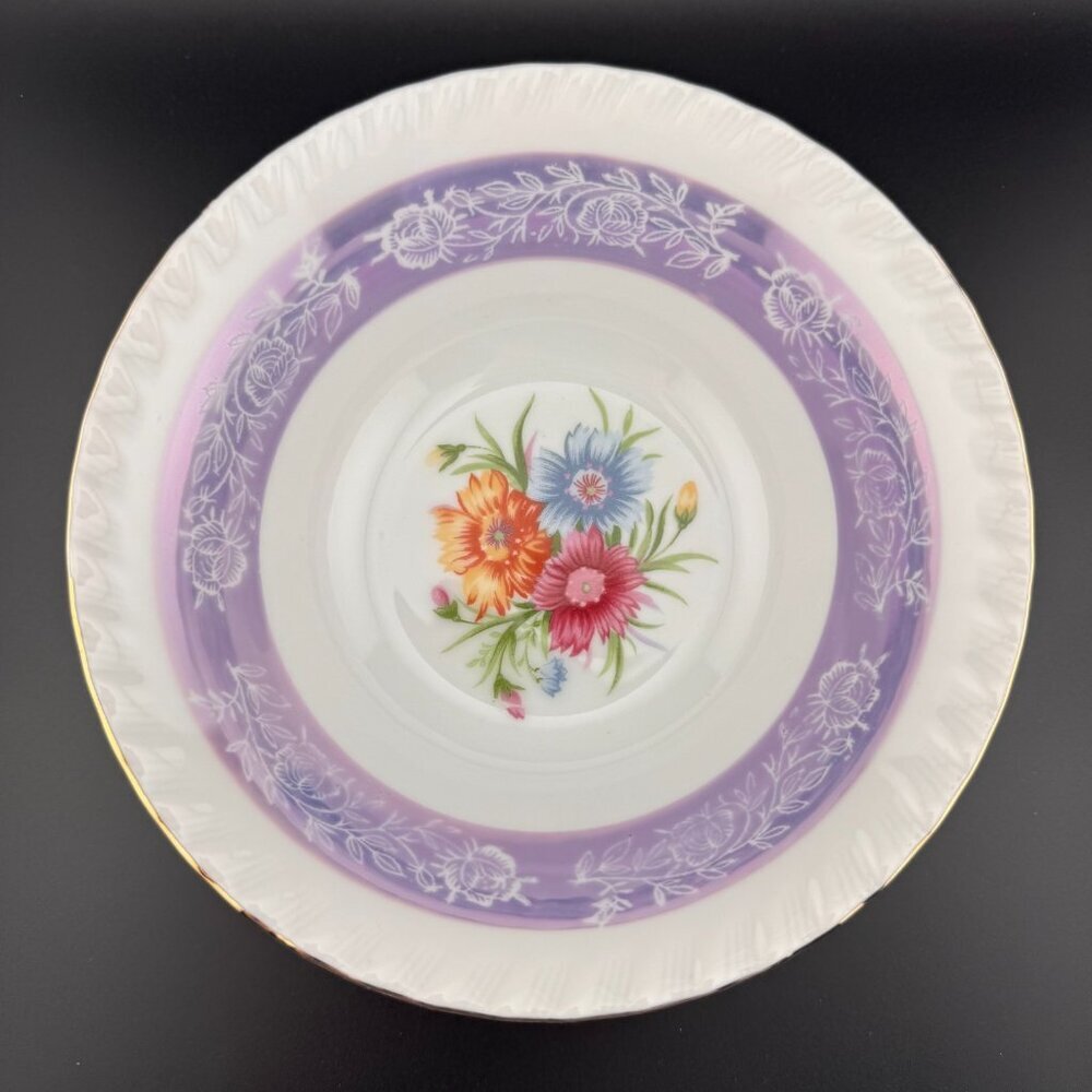 Vintage Japanese Soup Rice Bowl with Lusterware Purple Band and Gold Trim